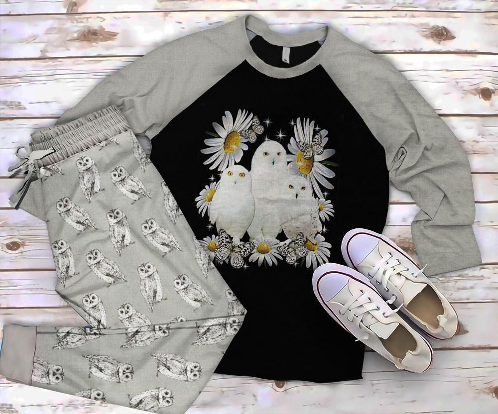 Owl Baby Flower Pajama Set |Sleepwear Pjs Sets | Raglan Shirt Pants Set