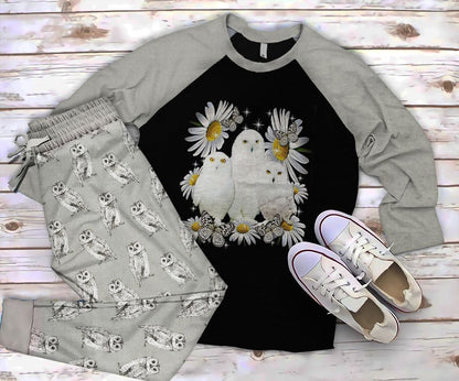 Owl Baby Flower Pajama Set |Sleepwear Pjs Sets | Raglan Shirt Pants Set