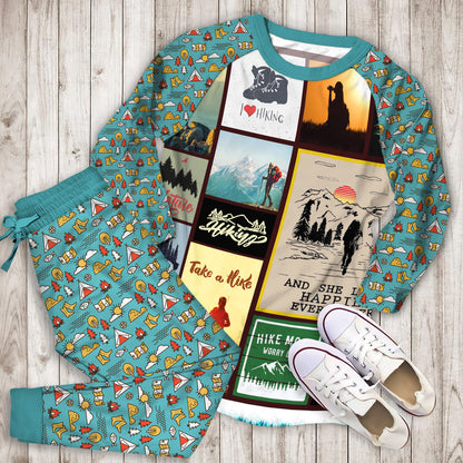 Hiking Woman Pajama Set | Pajamas | Cotton Sleepwear Sets | Soft Long Sleeve Pjs | Raglan Shirt and Pants Set