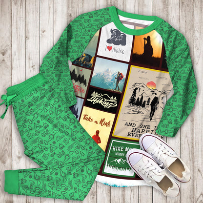 Hiking Woman Pajama Set | Pajamas | Cotton Sleepwear Sets | Soft Long Sleeve Pjs | Raglan Shirt and Pants Set