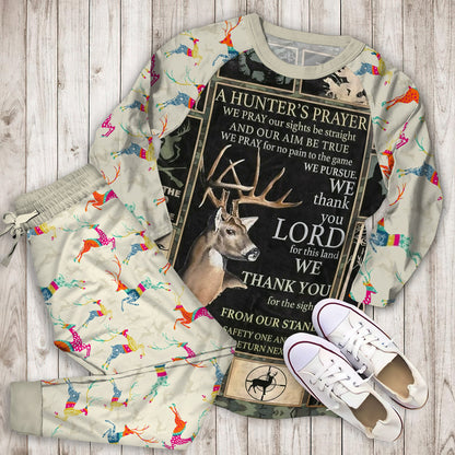 Deer Hunting Amazing Pajama Set | Pajamas | Cotton Sleepwear Sets | Soft Long Sleeve Pjs | Raglan Shirt and Pants Set