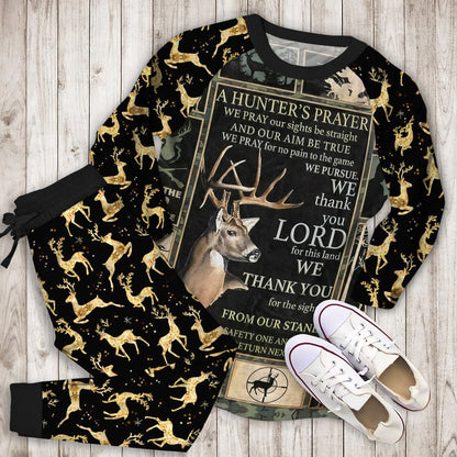 Deer Hunting Amazing Pajama Set | Pajamas | Cotton Sleepwear Sets | Soft Long Sleeve Pjs | Raglan Shirt and Pants Set