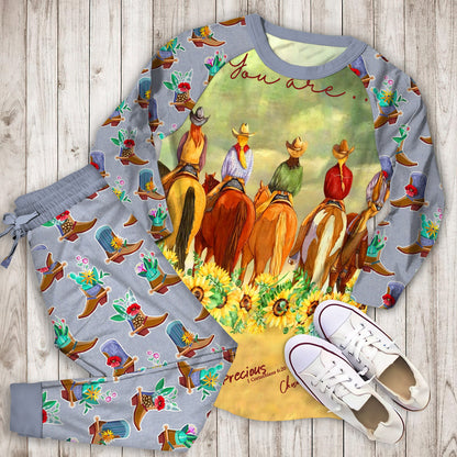Cowgirl And Horses Pajama Set |Sleepwear Pjs Sets | Raglan Shirt Pants Set
