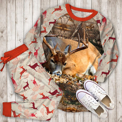 Deer Camo Pajama Set | Pajamas | Cotton Sleepwear Sets | Soft Long Sleeve Pjs | Raglan Shirt and Pants Set