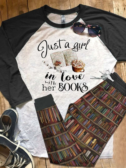 Reading Books A Girl Pajama Set |Sleepwear Pjs Sets | Raglan Shirt Pants Set