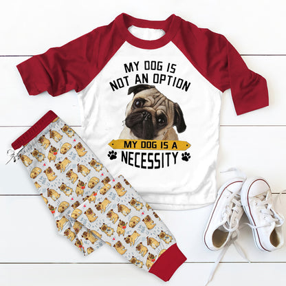 Pug Necessity Pajama Set |Sleepwear Pjs Sets | Raglan Shirt Pants Set
