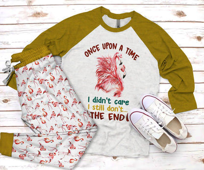 Flamingo Once Upon A Time Pajama Set |Sleepwear Pjs Sets | Raglan Shirt Pants Set