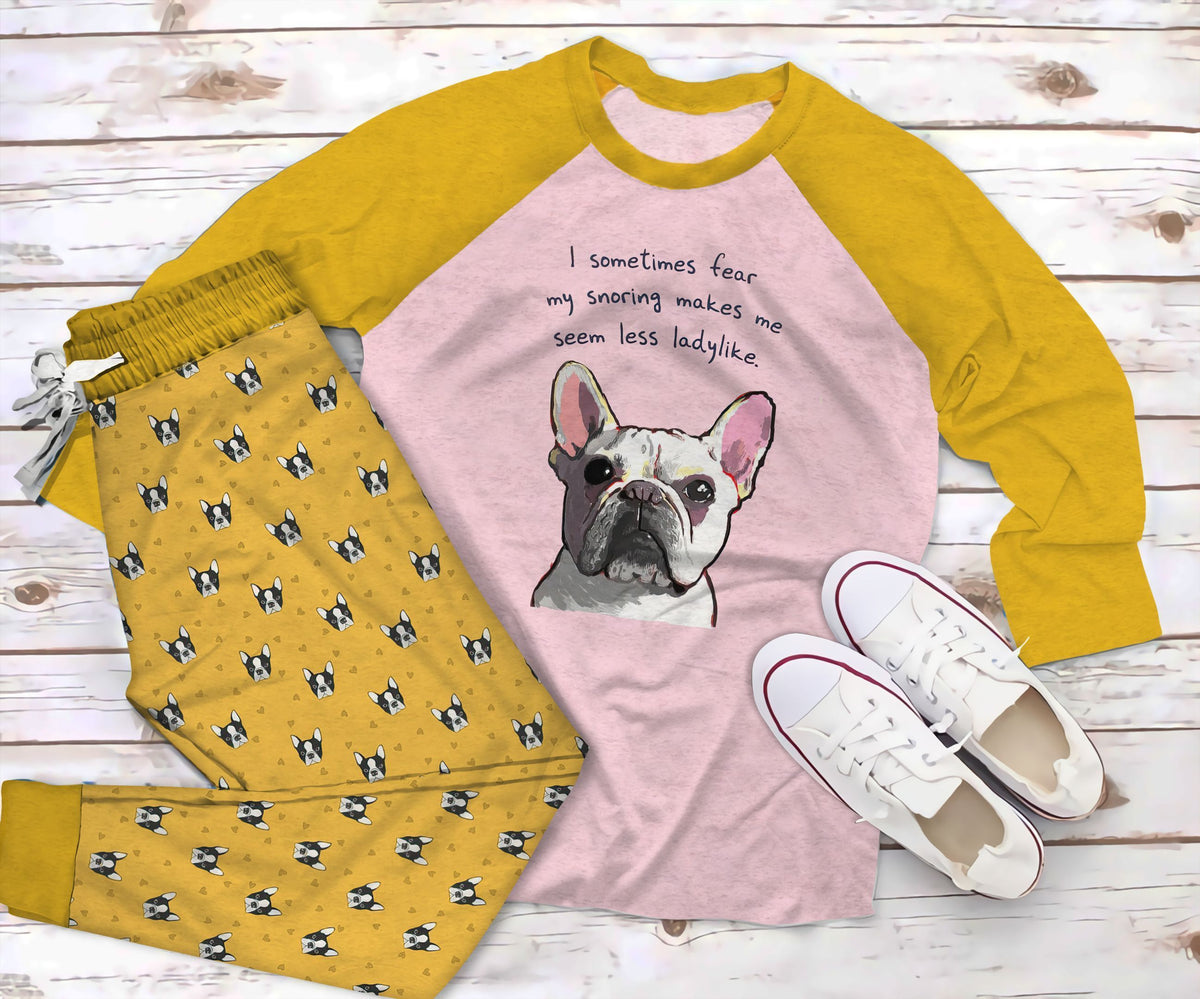 French Bulldog May Baby King Pajama Set |Sleepwear Pjs Sets | Raglan Shirt Pants Set
