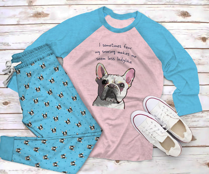 French Bulldog May Baby King Pajama Set |Sleepwear Pjs Sets | Raglan Shirt Pants Set
