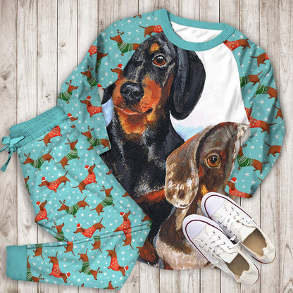 Dachshund Pajama Set | Pajamas | Cotton Sleepwear Sets | Soft Long Sleeve Pjs | Raglan Shirt and Pants Set