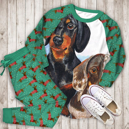 Dachshund Pajama Set | Pajamas | Cotton Sleepwear Sets | Soft Long Sleeve Pjs | Raglan Shirt and Pants Set
