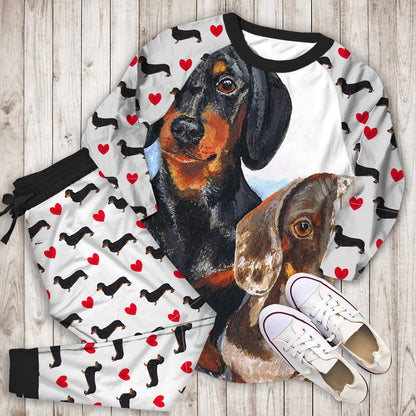 Dachshund Pajama Set | Pajamas | Cotton Sleepwear Sets | Soft Long Sleeve Pjs | Raglan Shirt and Pants Set