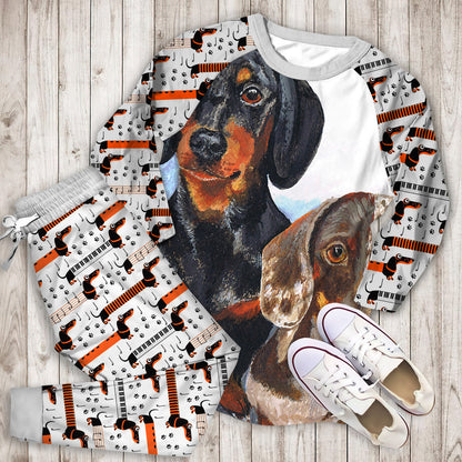 Dachshund Pajama Set | Pajamas | Cotton Sleepwear Sets | Soft Long Sleeve Pjs | Raglan Shirt and Pants Set