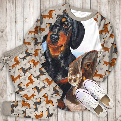 Dachshund Pajama Set | Pajamas | Cotton Sleepwear Sets | Soft Long Sleeve Pjs | Raglan Shirt and Pants Set