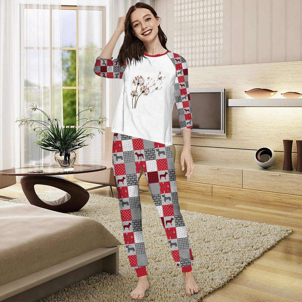 Pitbull Pitbull Tree Aba Pajama Set |Sleepwear Pjs Sets | Raglan Shirt Pants Set