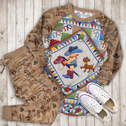 Cowboy Pajama Set | Pajamas | Cotton Sleepwear Sets | Soft Long Sleeve Pjs | Raglan Shirt and Pants Set