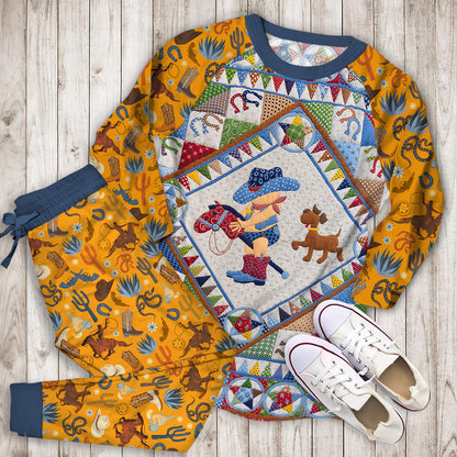 Cowboy Pajama Set | Pajamas | Cotton Sleepwear Sets | Soft Long Sleeve Pjs | Raglan Shirt and Pants Set