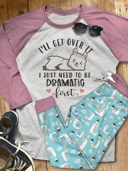Llama So Cool Pajama Set |Sleepwear Pjs Sets | Raglan Shirt Pants Set