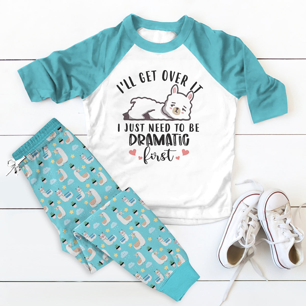Llama So Cool Pajama Set |Sleepwear Pjs Sets | Raglan Shirt Pants Set