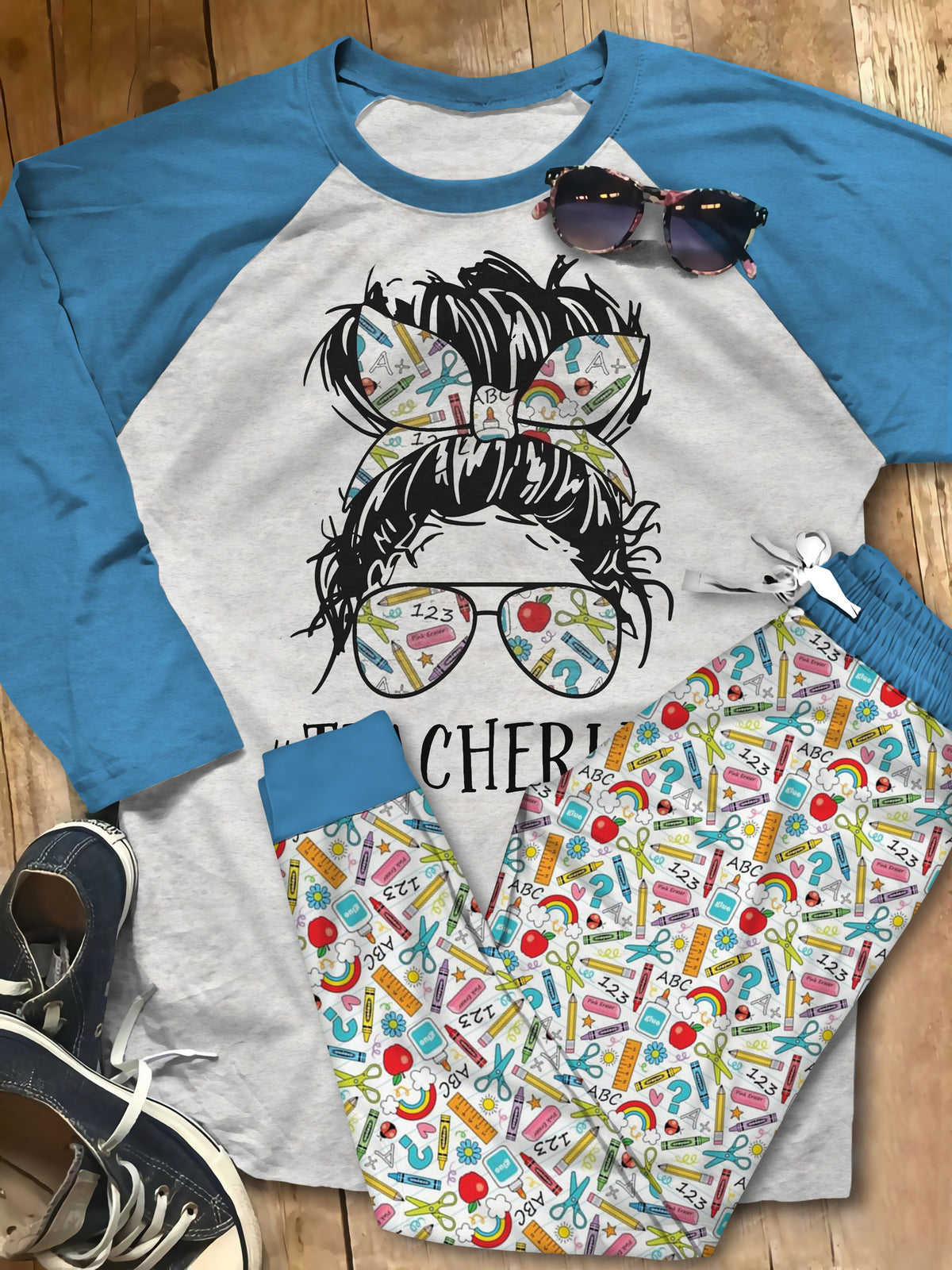 Teacher Life Of Teaching Pajama Set |Sleepwear Pjs Sets | Raglan Shirt Pants Set