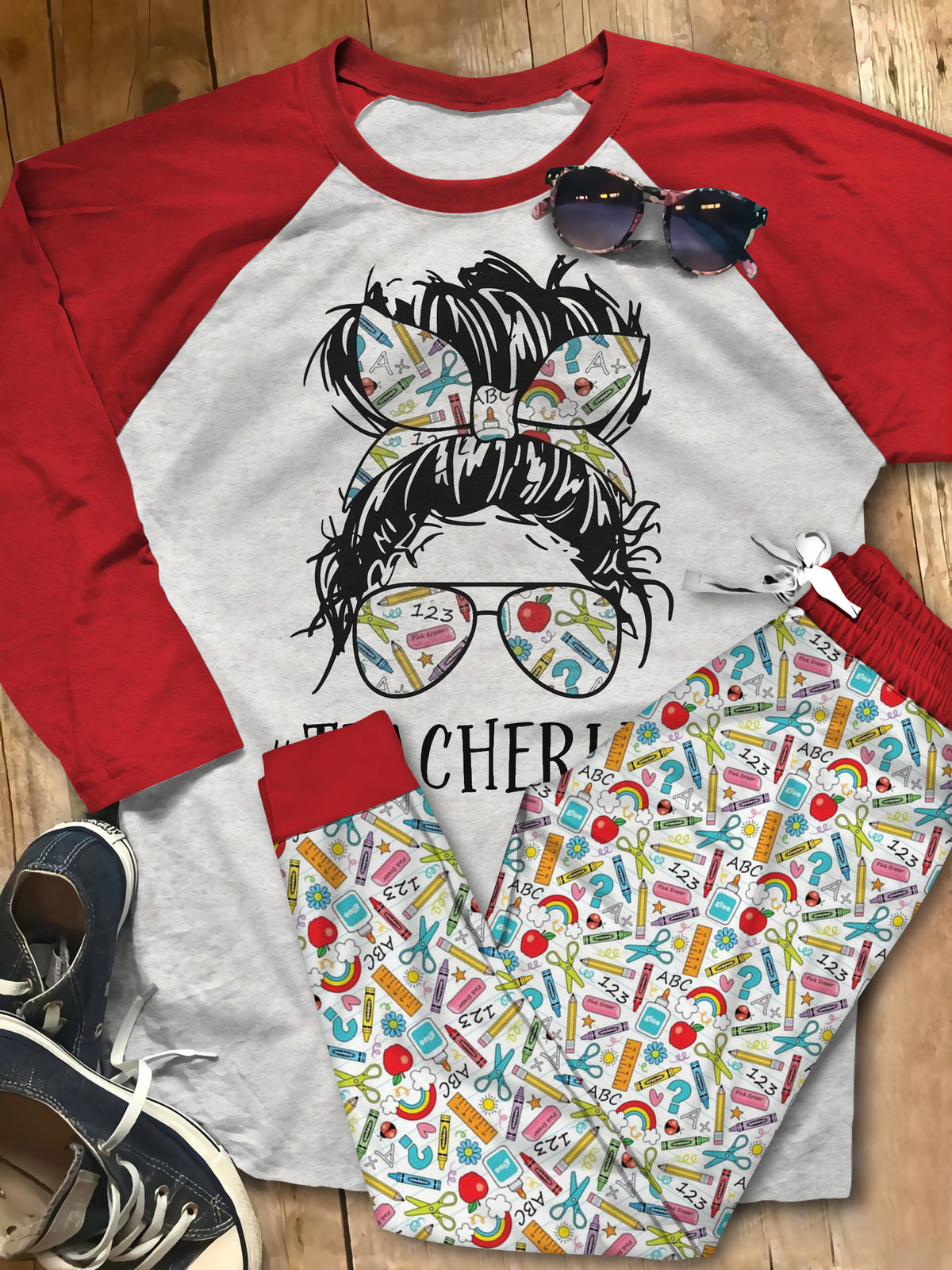 Teacher Life Of Teaching Pajama Set |Sleepwear Pjs Sets | Raglan Shirt Pants Set