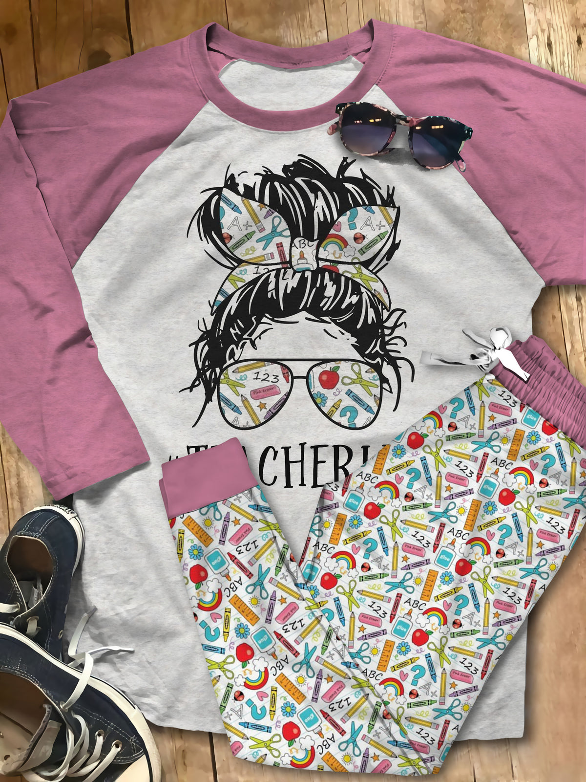 Teacher Life Of Teaching Pajama Set |Sleepwear Pjs Sets | Raglan Shirt Pants Set