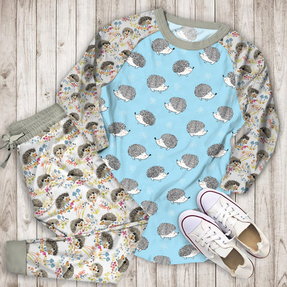Hedgehog Pajama Set |Sleepwear Pjs Sets | Raglan Shirt Pants Set