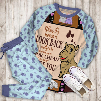 Hippo Pajama Set |Sleepwear Pjs Sets | Raglan Shirt Pants Set