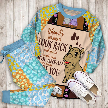 Hippo Pajama Set |Sleepwear Pjs Sets | Raglan Shirt Pants Set