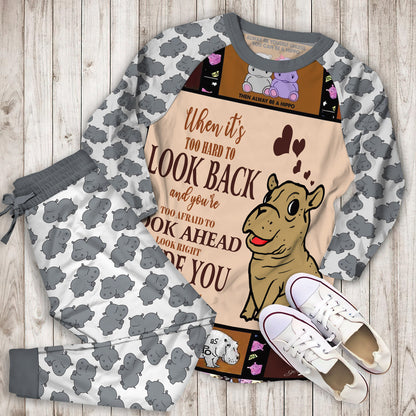 Hippo Pajama Set |Sleepwear Pjs Sets | Raglan Shirt Pants Set