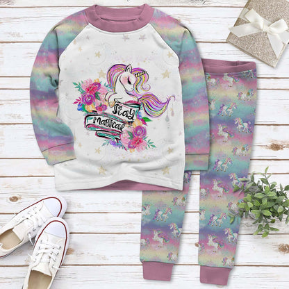 Unicorn Set Stay Magical Mfk Pajama Set |Sleepwear Pjs Sets | Raglan Shirt Pants Set