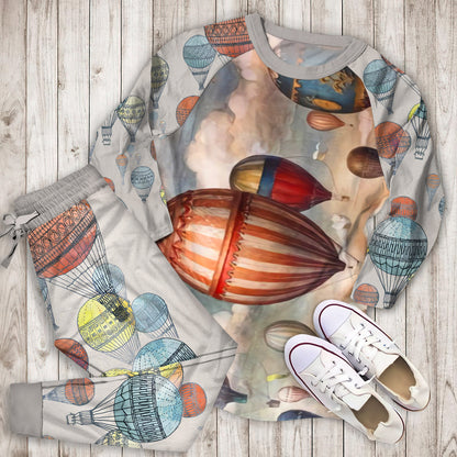 Hot Air Balloon Pajama Set |Sleepwear Pjs Sets | Raglan Shirt Pants Set