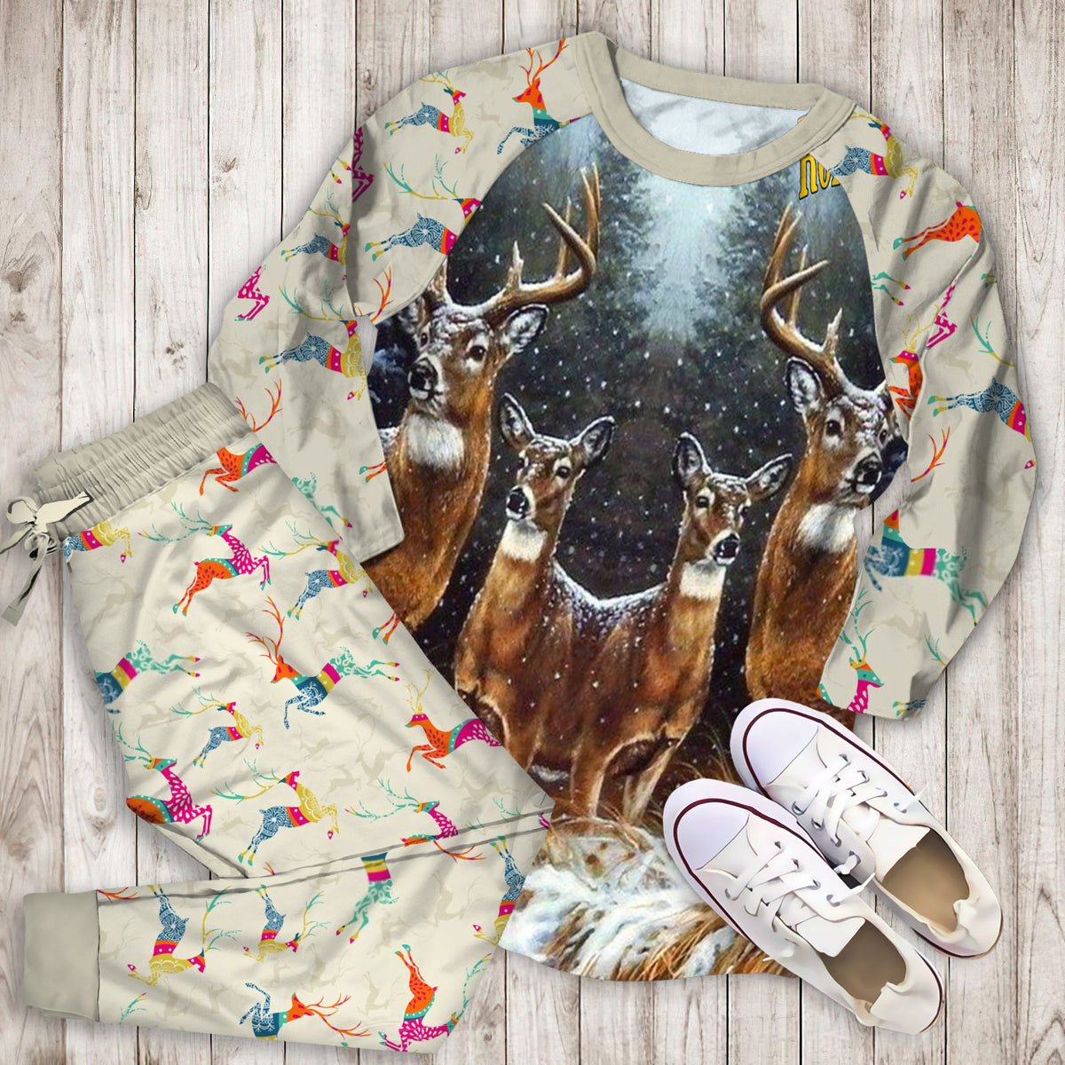 Deer Hunting Personalized Name Pajama Set |Sleepwear Pjs Sets | Raglan Shirt Pants Set