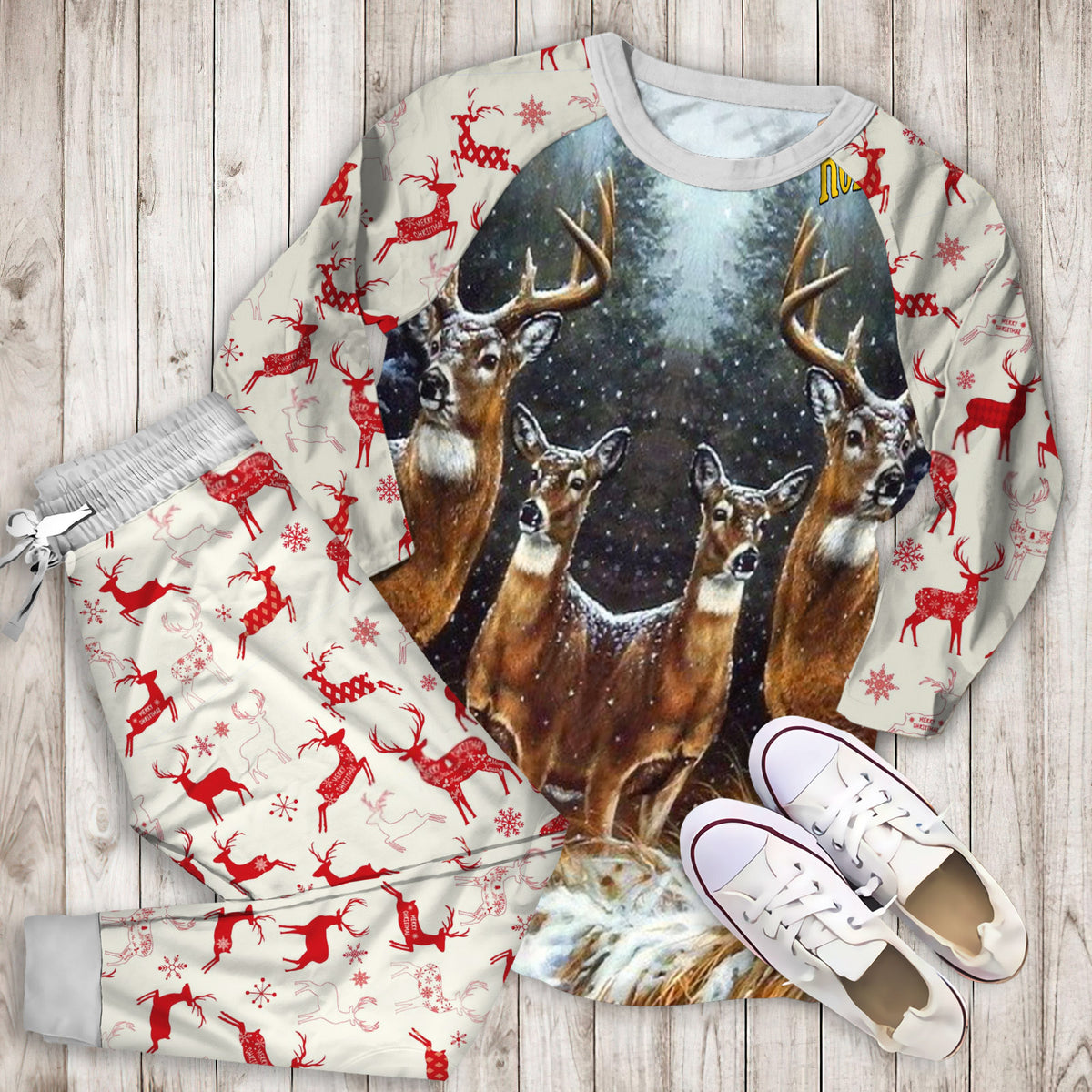 Deer Hunting Personalized Name Pajama Set |Sleepwear Pjs Sets | Raglan Shirt Pants Set