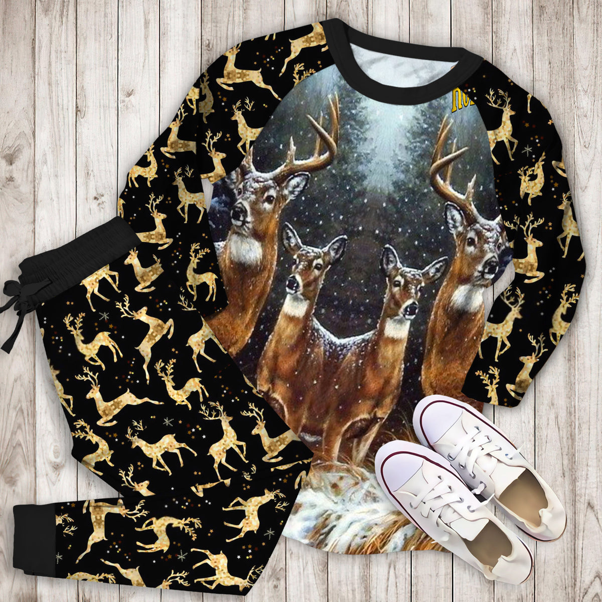 Deer Hunting Personalized Name Pajama Set |Sleepwear Pjs Sets | Raglan Shirt Pants Set
