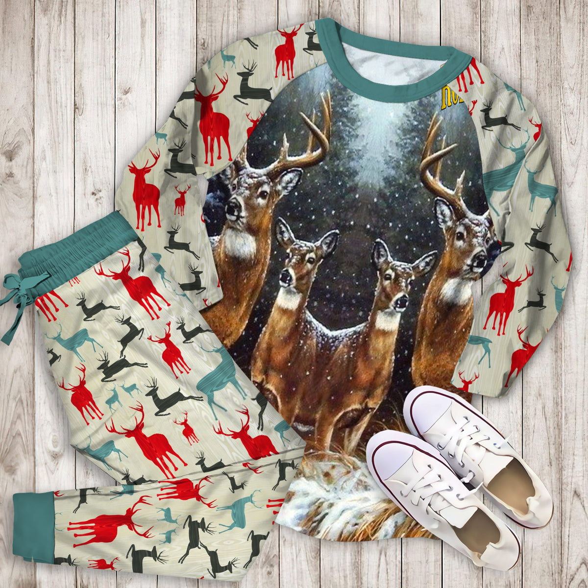 Deer Hunting Personalized Name Pajama Set |Sleepwear Pjs Sets | Raglan Shirt Pants Set