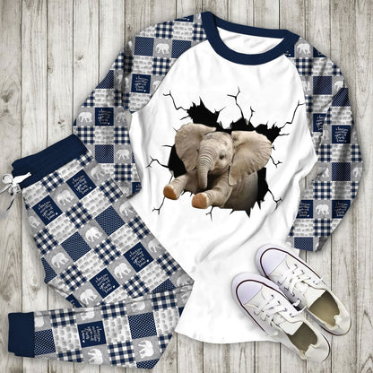 Elephant Elephant Crack Aar Pajama Set |Sleepwear Pjs Sets | Raglan Shirt Pants Set