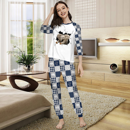 Elephant Elephant Crack Aar Pajama Set |Sleepwear Pjs Sets | Raglan Shirt Pants Set