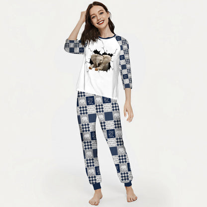Elephant Elephant Crack Aar Pajama Set |Sleepwear Pjs Sets | Raglan Shirt Pants Set