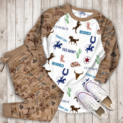Little Cowboy Pajama Set | Pajamas | Cotton Sleepwear Sets | Soft Long Sleeve Pjs | Raglan Shirt and Pants Set