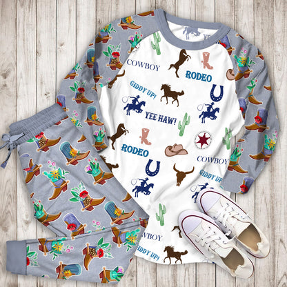 Little Cowboy Pajama Set | Pajamas | Cotton Sleepwear Sets | Soft Long Sleeve Pjs | Raglan Shirt and Pants Set