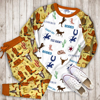 Little Cowboy Pajama Set | Pajamas | Cotton Sleepwear Sets | Soft Long Sleeve Pjs | Raglan Shirt and Pants Set