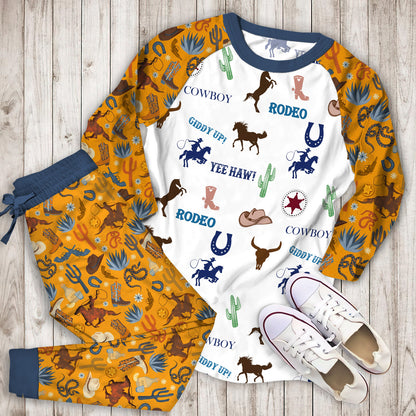 Little Cowboy Pajama Set | Pajamas | Cotton Sleepwear Sets | Soft Long Sleeve Pjs | Raglan Shirt and Pants Set