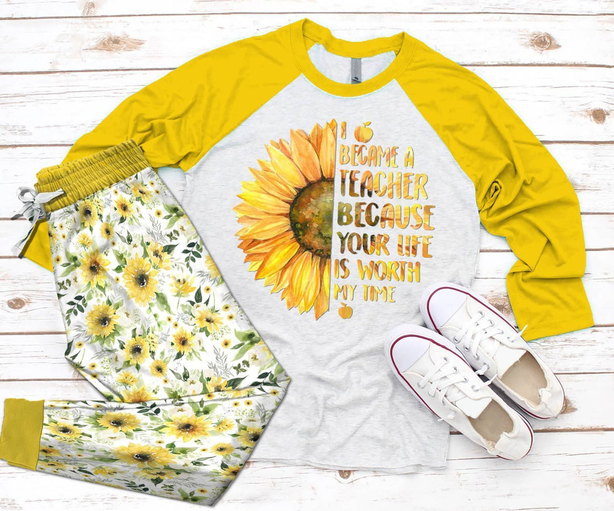 Teacher Set Became A Teacher Pajama Set |Sleepwear Pjs Sets | Raglan Shirt Pants Set