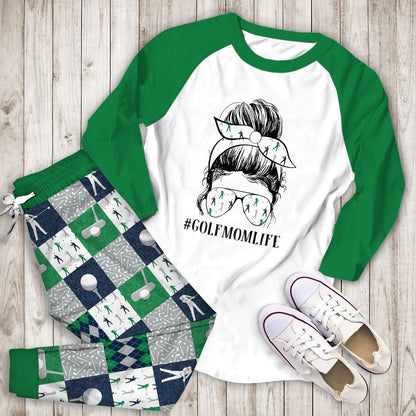 Golf Golf Player Abi Pajama Set |Sleepwear Pjs Sets | Raglan Shirt Pants Set