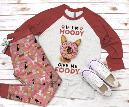 Chihuahua Give Me Foody Pajama Set |Sleepwear Pjs Sets | Raglan Shirt Pants Set