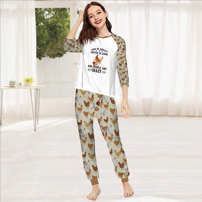 Chicken God Is Great Three Colors Aal Pajama Set |Sleepwear Pjs Sets | Raglan Shirt Pants Set