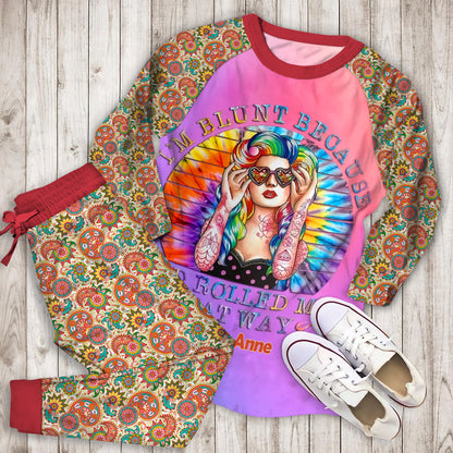 Hippie Blunt Hippie Personalized Name Pajama Set |Sleepwear Pjs Sets | Raglan Shirt Pants Set