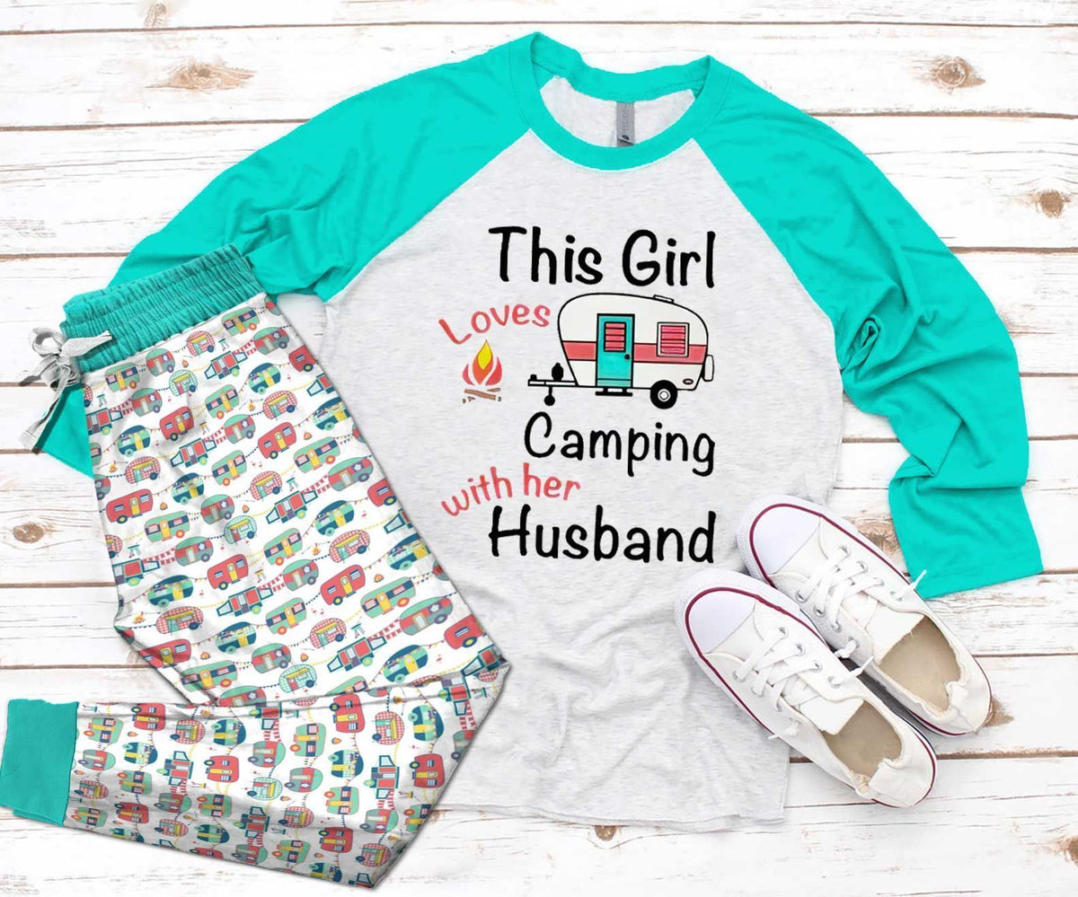 Camping Set This Girl Pajama Set |Sleepwear Pjs Sets | Raglan Shirt Pants Set
