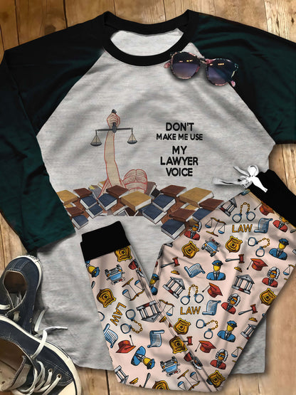 Lawyer Lawyer Voice Abl Pajama Set |Sleepwear Pjs Sets | Raglan Shirt Pants Set